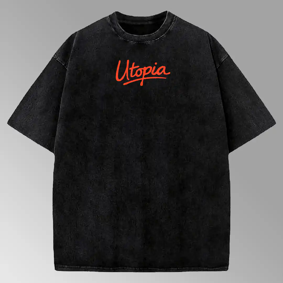 Utopia / Acid Wash Oversized Tee - Faultline Apparel